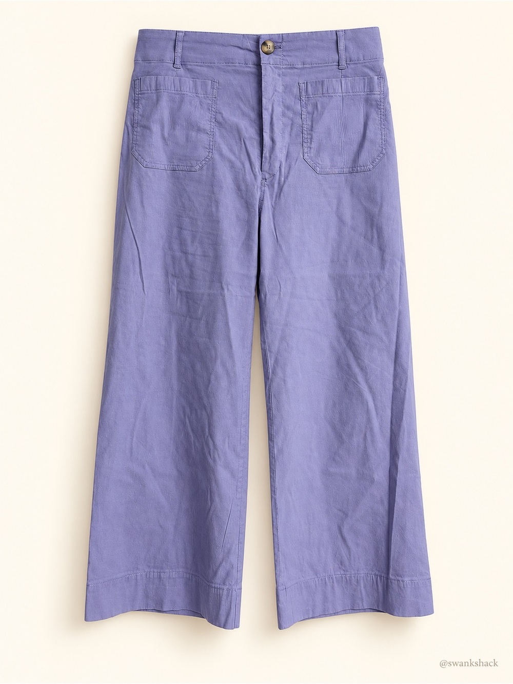 Anthropologie Maeve Colette Linen Blend Wide Leg Crop Pants Lavender Size 32